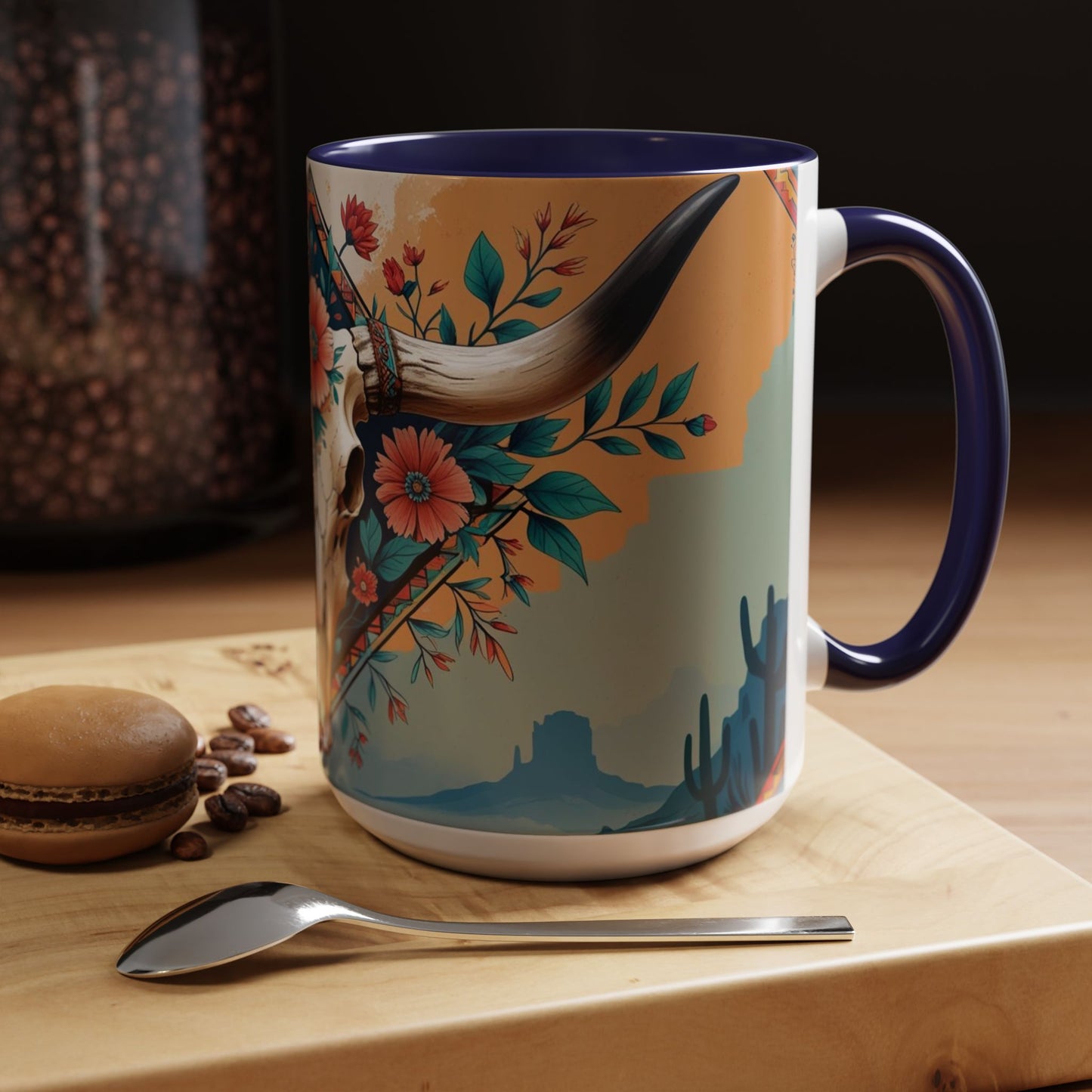 Bohemian Skull Coffee Mug, Unique Western Skull Gift