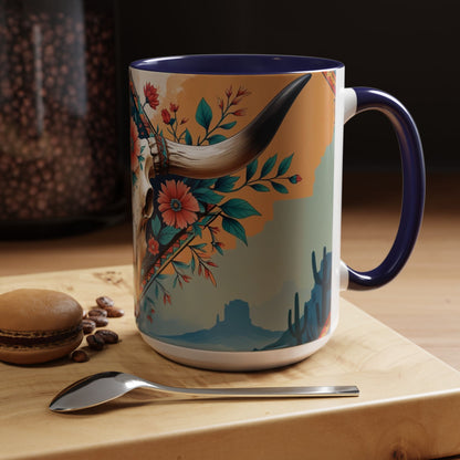 Bohemian Skull Coffee Mug, Unique Western Skull Gift
