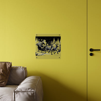 Santa's Sleigh Night Sky - Acrylic Wall Art Panel