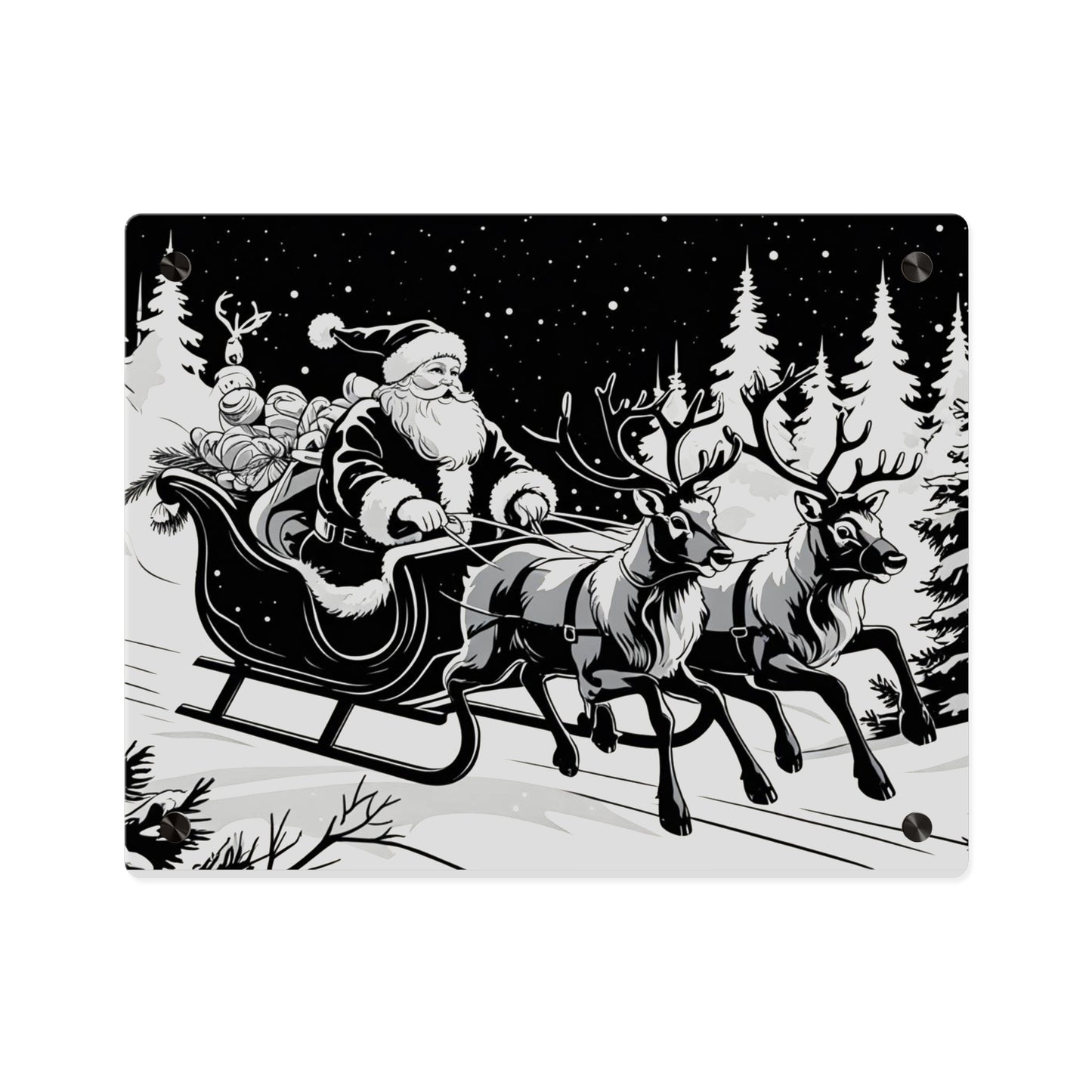 Santa's Sleigh Night Sky - Acrylic Wall Art Panel