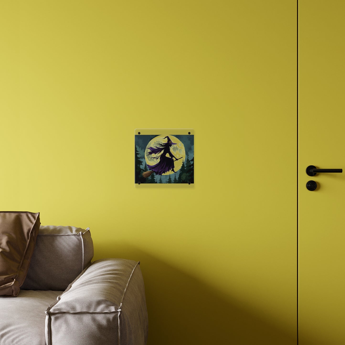 Acrylic Wall Art Panels - Witch and Moon Decor, Perfect for Halloween