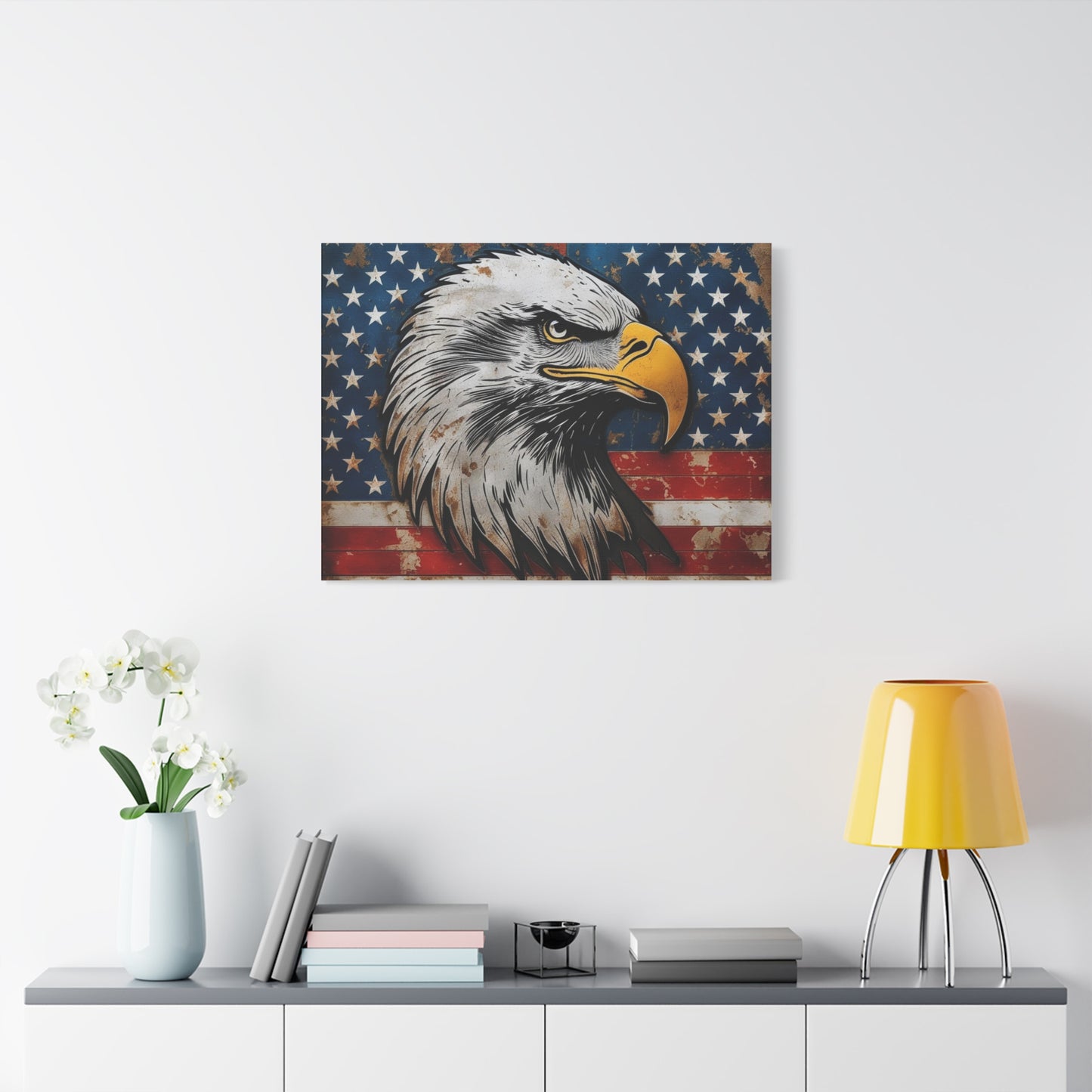 Tablou pe pânză Weathered Glory – Decor rustic de perete cu vultur pleșuv și stele