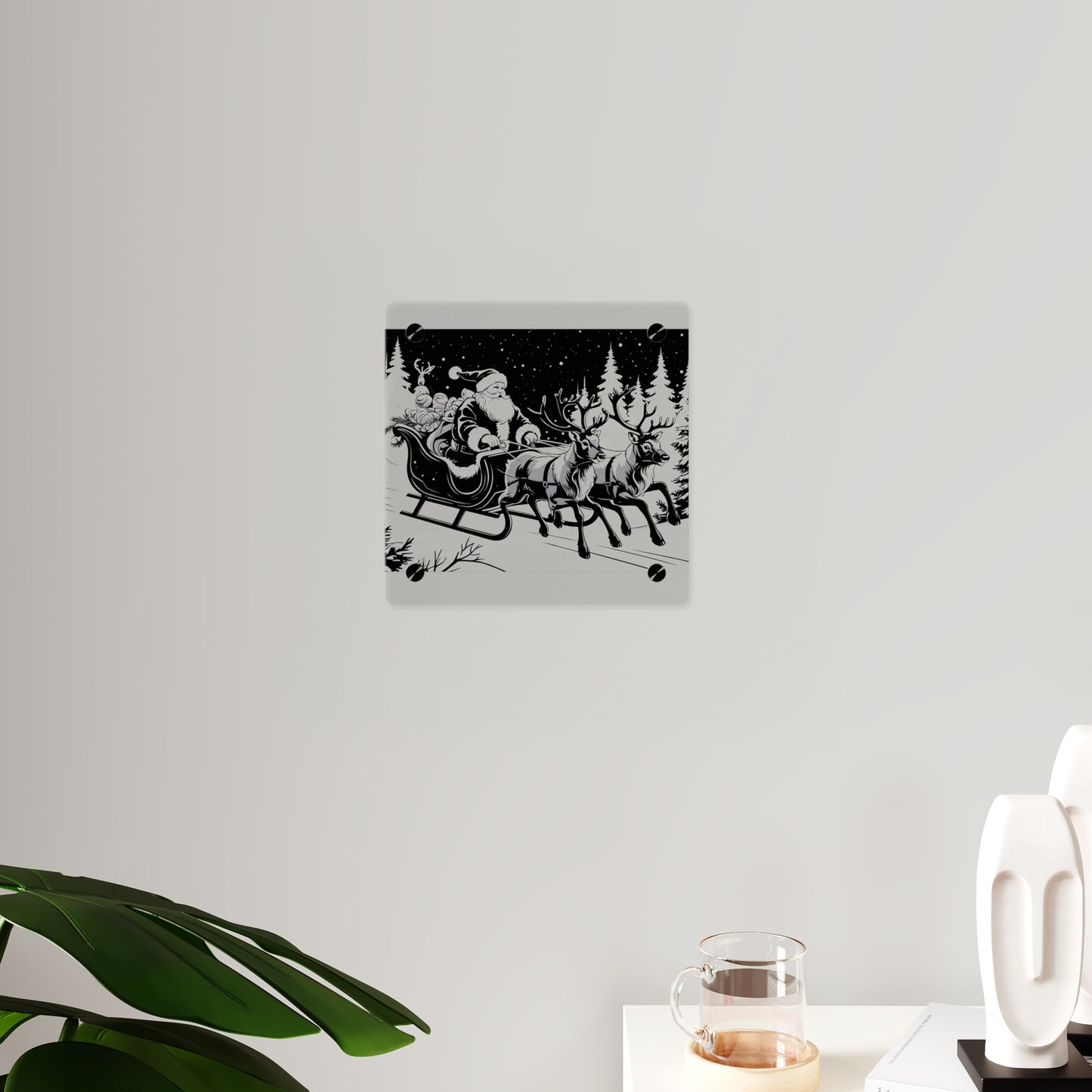 Santa's Sleigh Night Sky - Acrylic Wall Art Panel