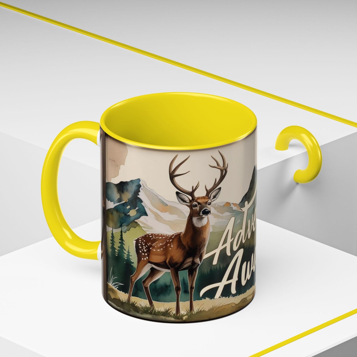 Adventure Awaits Accent Coffee Mug - Nature Lover Travel Gift