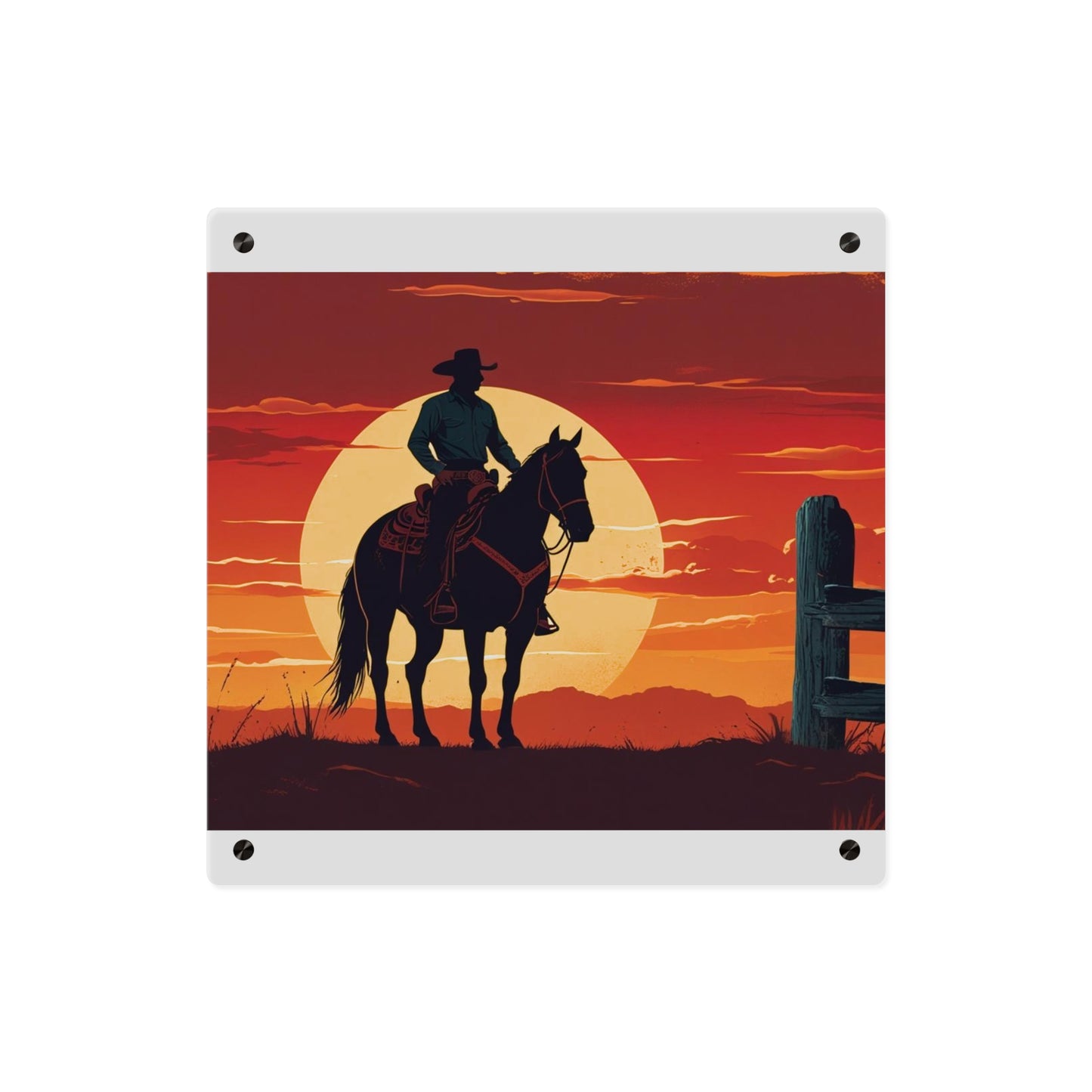 Rustic Western Sunset Acrylic Wall Art Panels - Rustic Home Decor