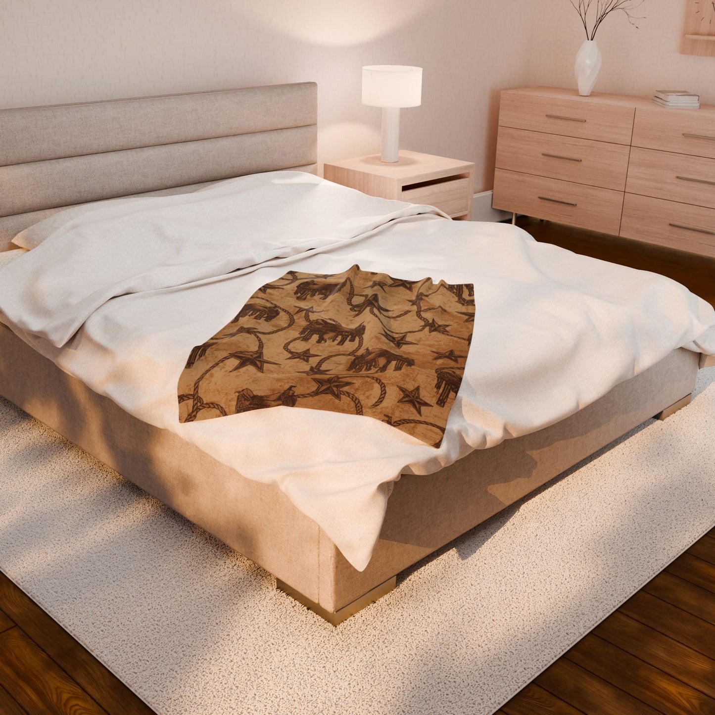 Cozy Western-Themed Velveteen Plush Blanket