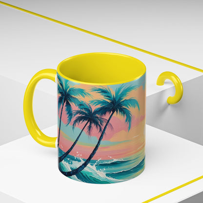 Coffee Mug, Tropical Sunset Beach Lover Gift, Vibrant Ceramic Ocean Theme Drinkware