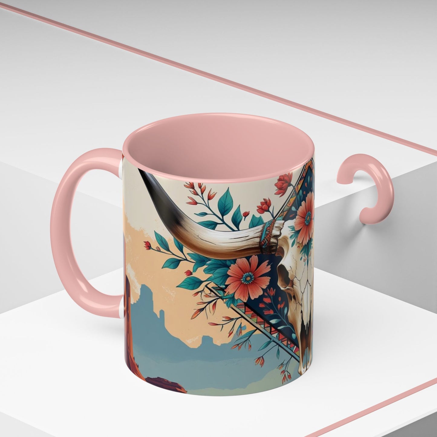 Bohemian Skull Coffee Mug, Unique Western Skull Gift