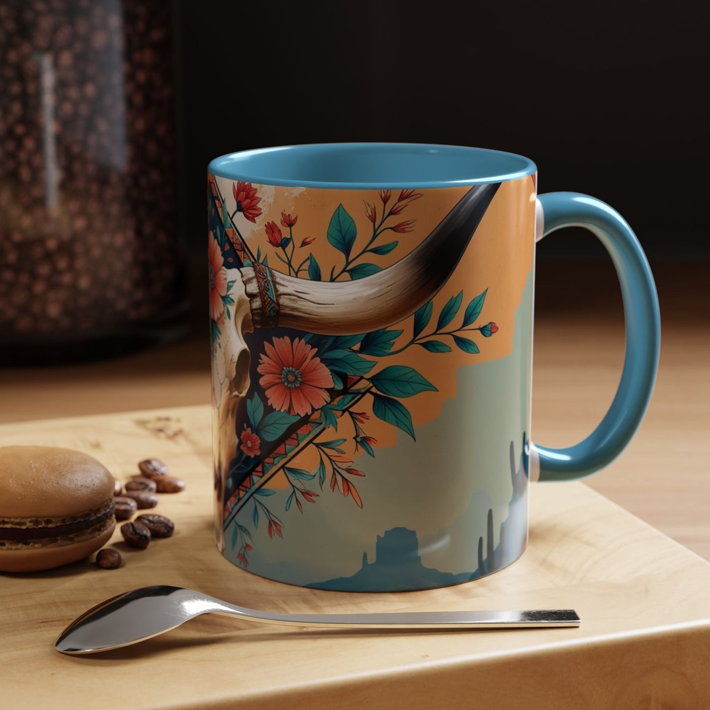 Bohemian Skull Coffee Mug, Unique Western Skull Gift