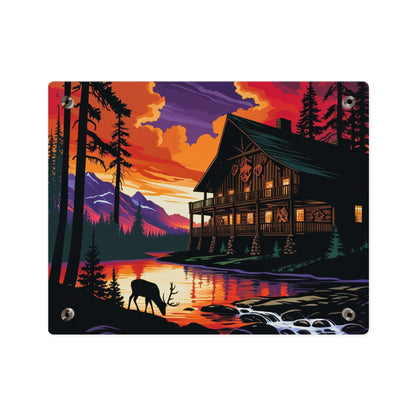 Cabin by the Stream – Acrylic Rustic Wall Art