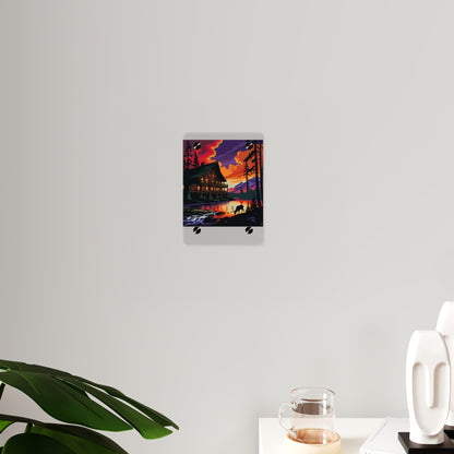 Cabin by the Stream – Acrylic Rustic Wall Art