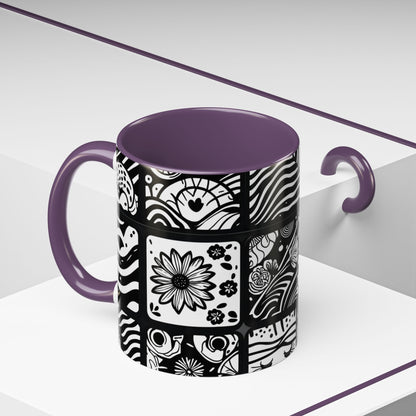 Black and White Floral Accent Coffee Mug