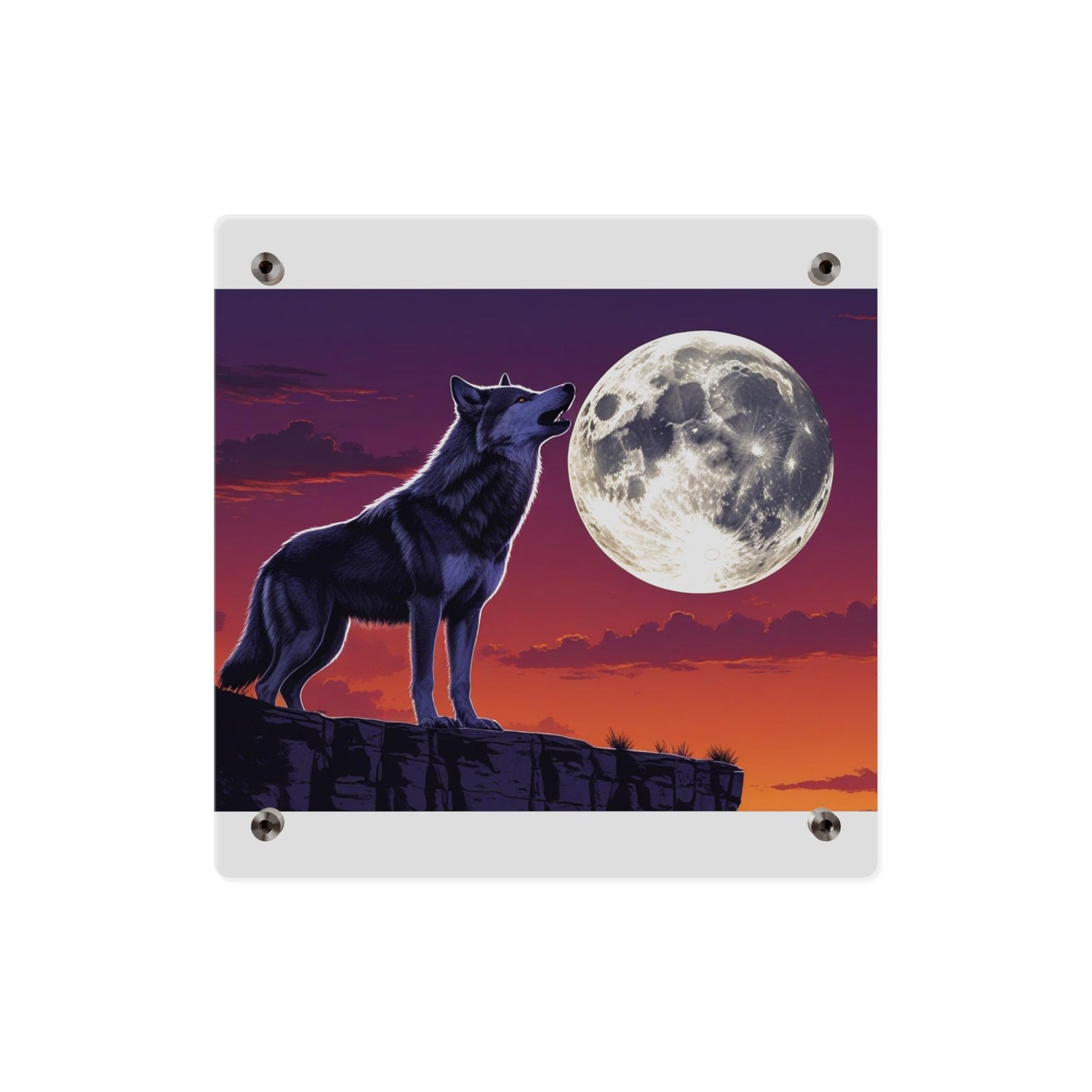 Moonlit Wolf Acrylic Wall Art Panels