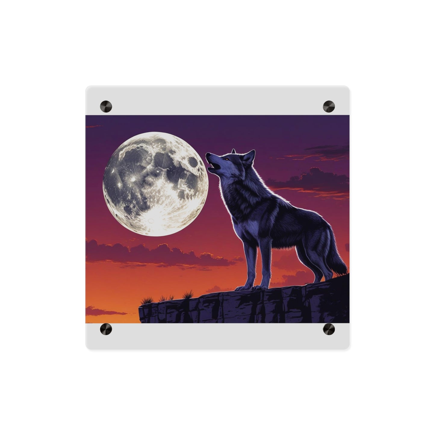 Moonlit Wolf Acrylic Wall Art Panels