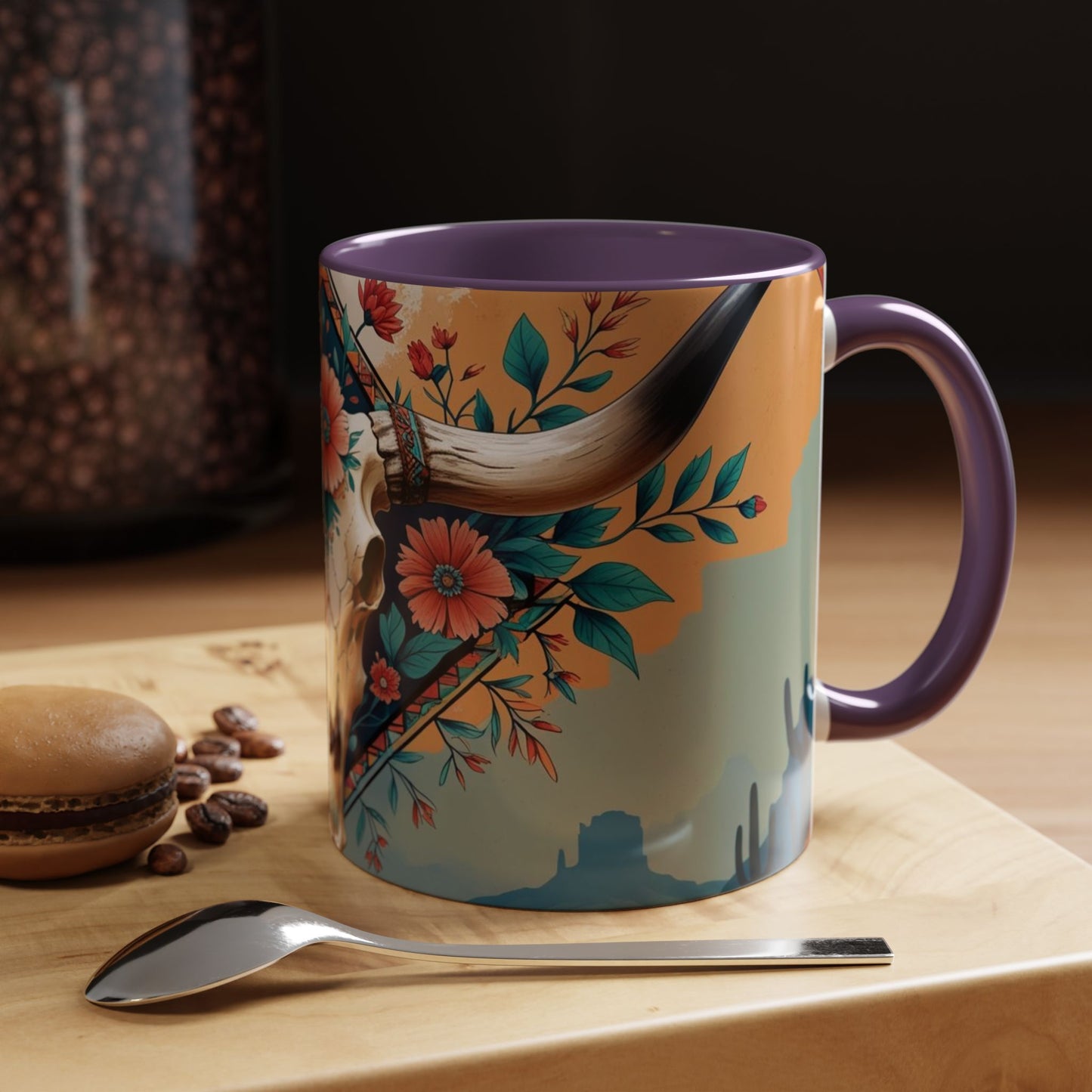 Bohemian Skull Coffee Mug, Unique Western Skull Gift