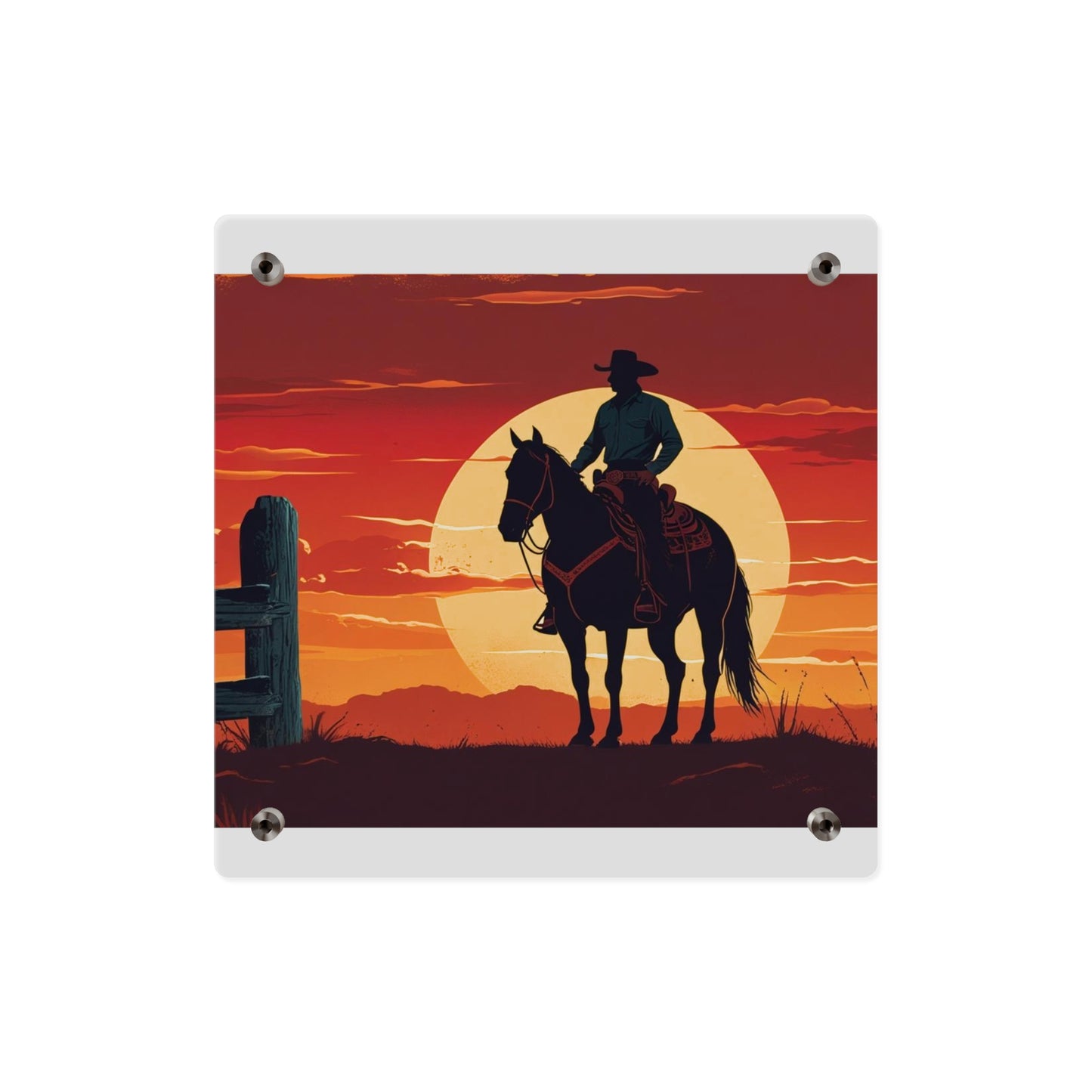 Rustic Western Sunset Acrylic Wall Art Panels - Rustic Home Decor