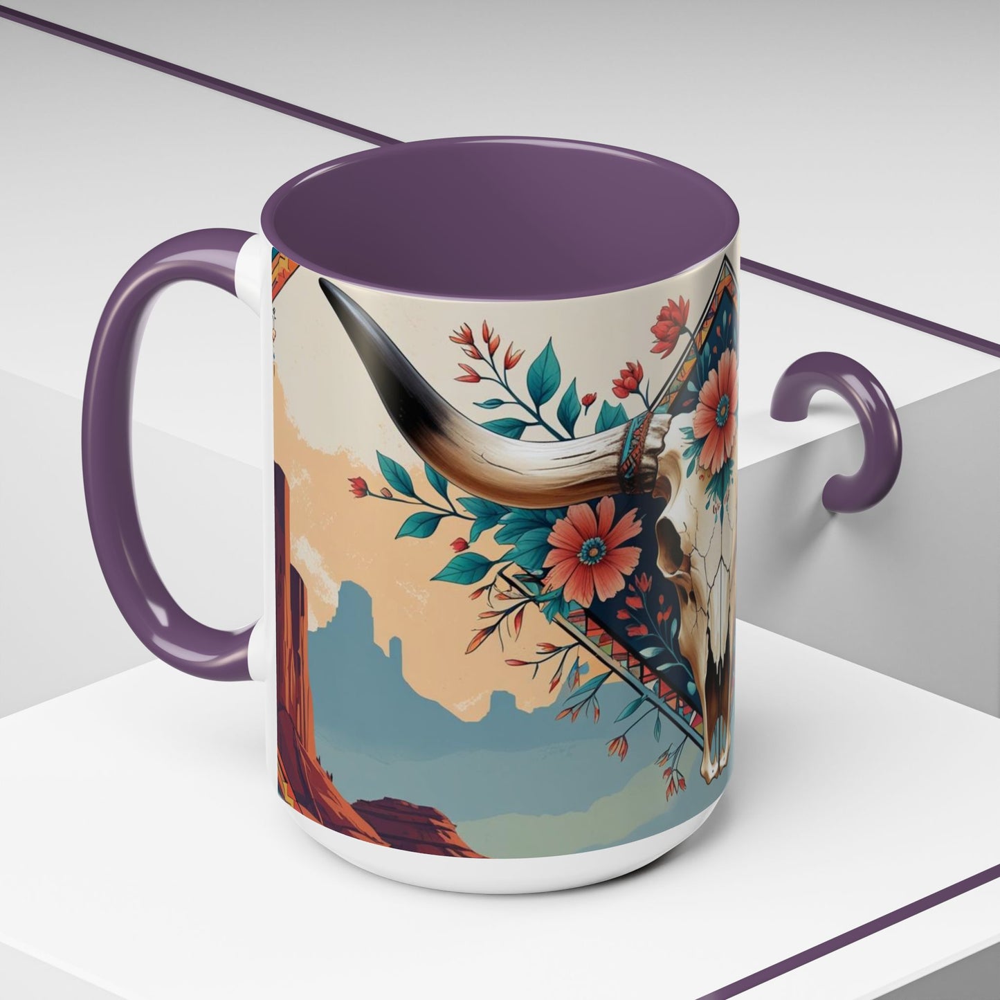 Bohemian Skull Coffee Mug, Unique Western Skull Gift