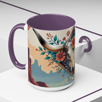 Bohemian Skull Coffee Mug, Unique Western Skull Gift