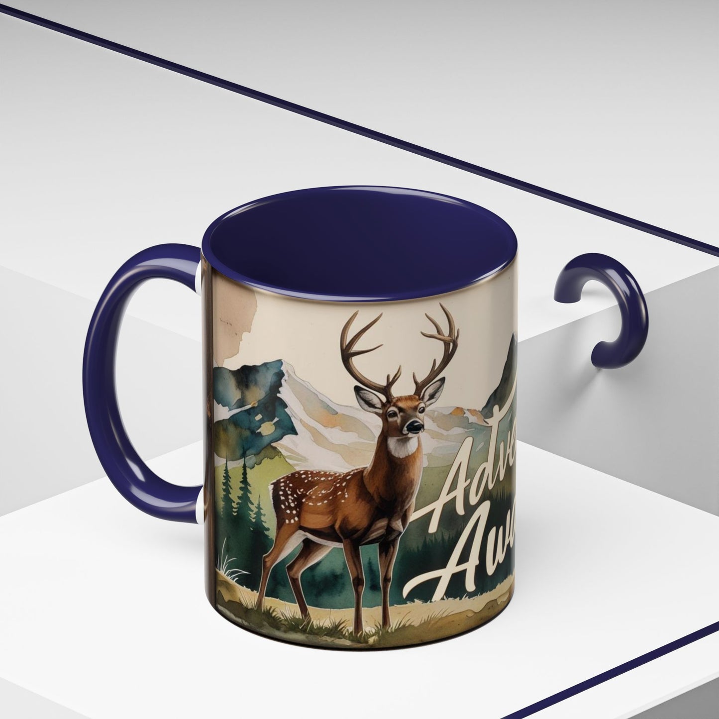 Adventure Awaits Accent Coffee Mug - Nature Lover Travel Gift