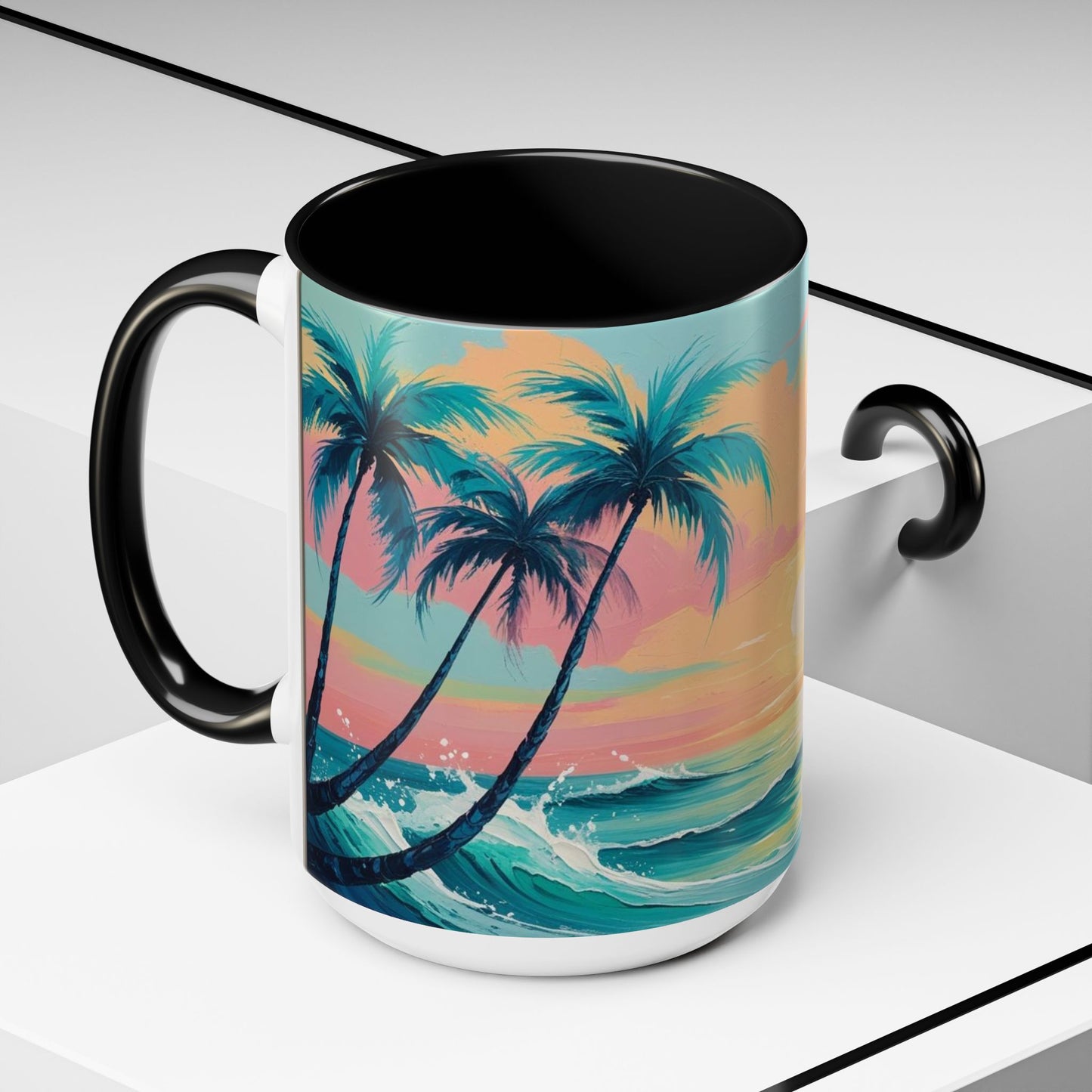 Coffee Mug, Tropical Sunset Beach Lover Gift, Vibrant Ceramic Ocean Theme Drinkware