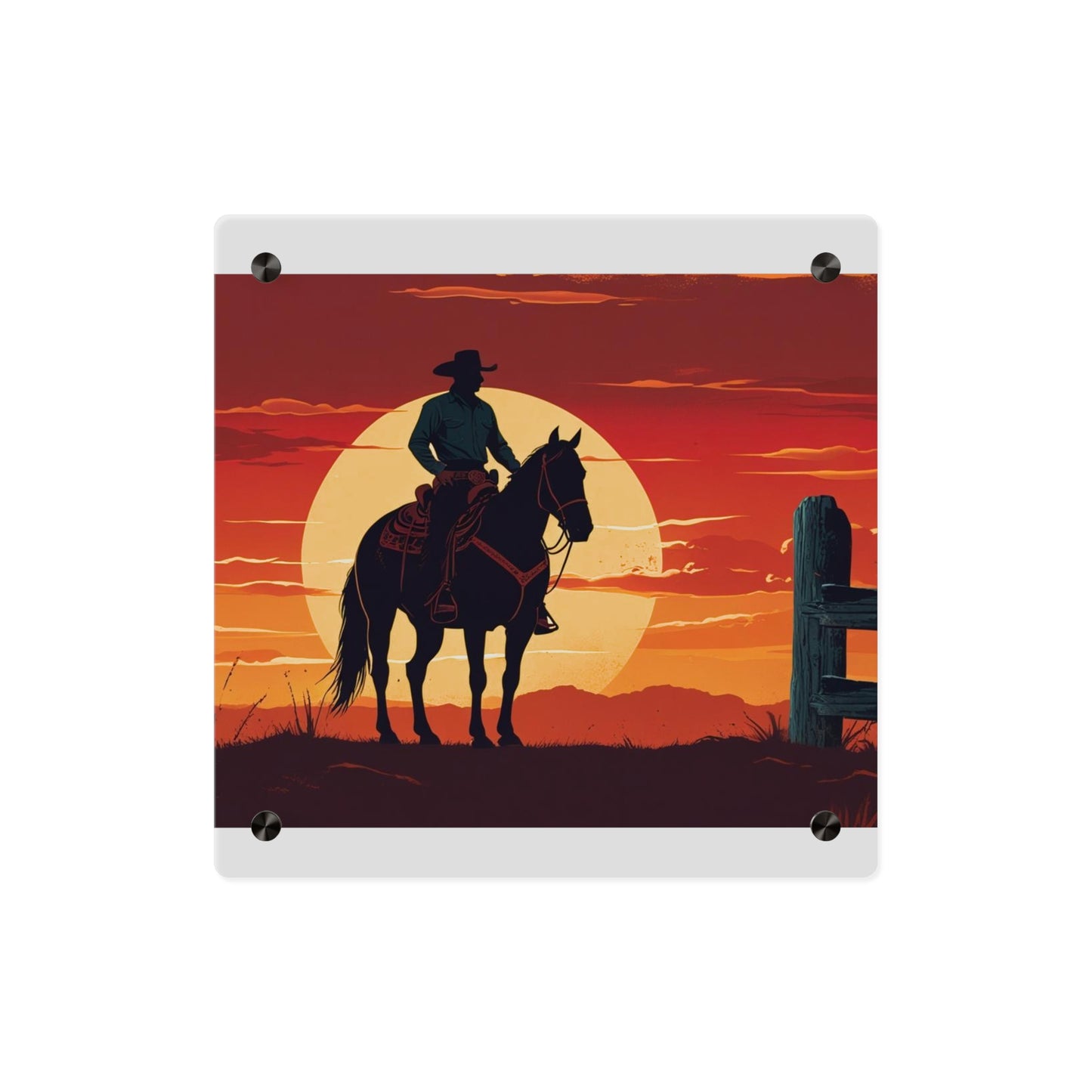 Rustic Western Sunset Acrylic Wall Art Panels - Rustic Home Decor