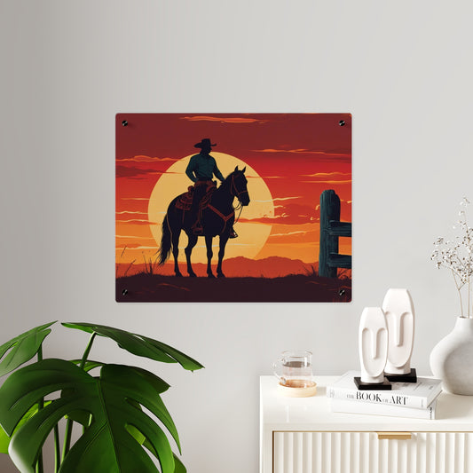 Rustic Western Sunset Acrylic Wall Art Panels - Rustic Home Decor