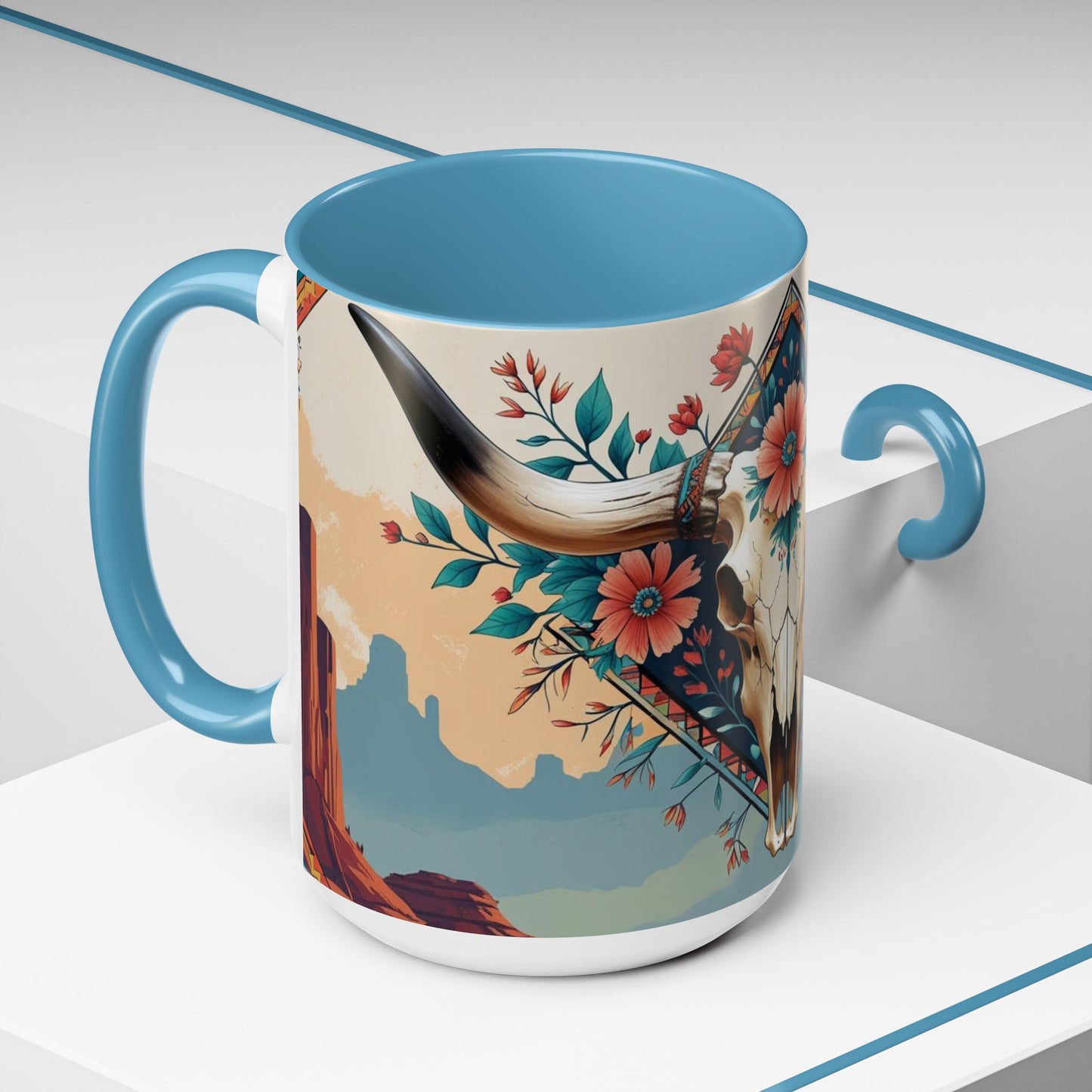 Bohemian Skull Coffee Mug, Unique Western Skull Gift