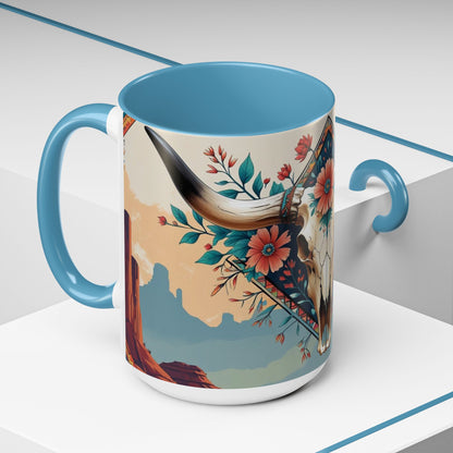 Bohemian Skull Coffee Mug, Unique Western Skull Gift