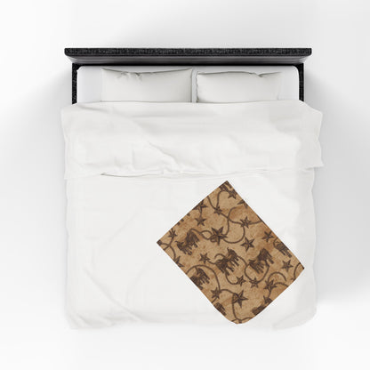 Cozy Western-Themed Velveteen Plush Blanket