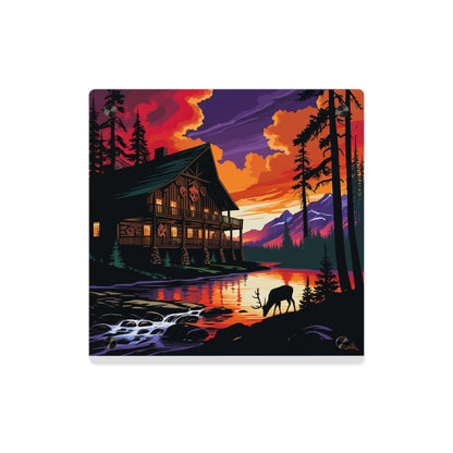 Cabin by the Stream – Acrylic Rustic Wall Art
