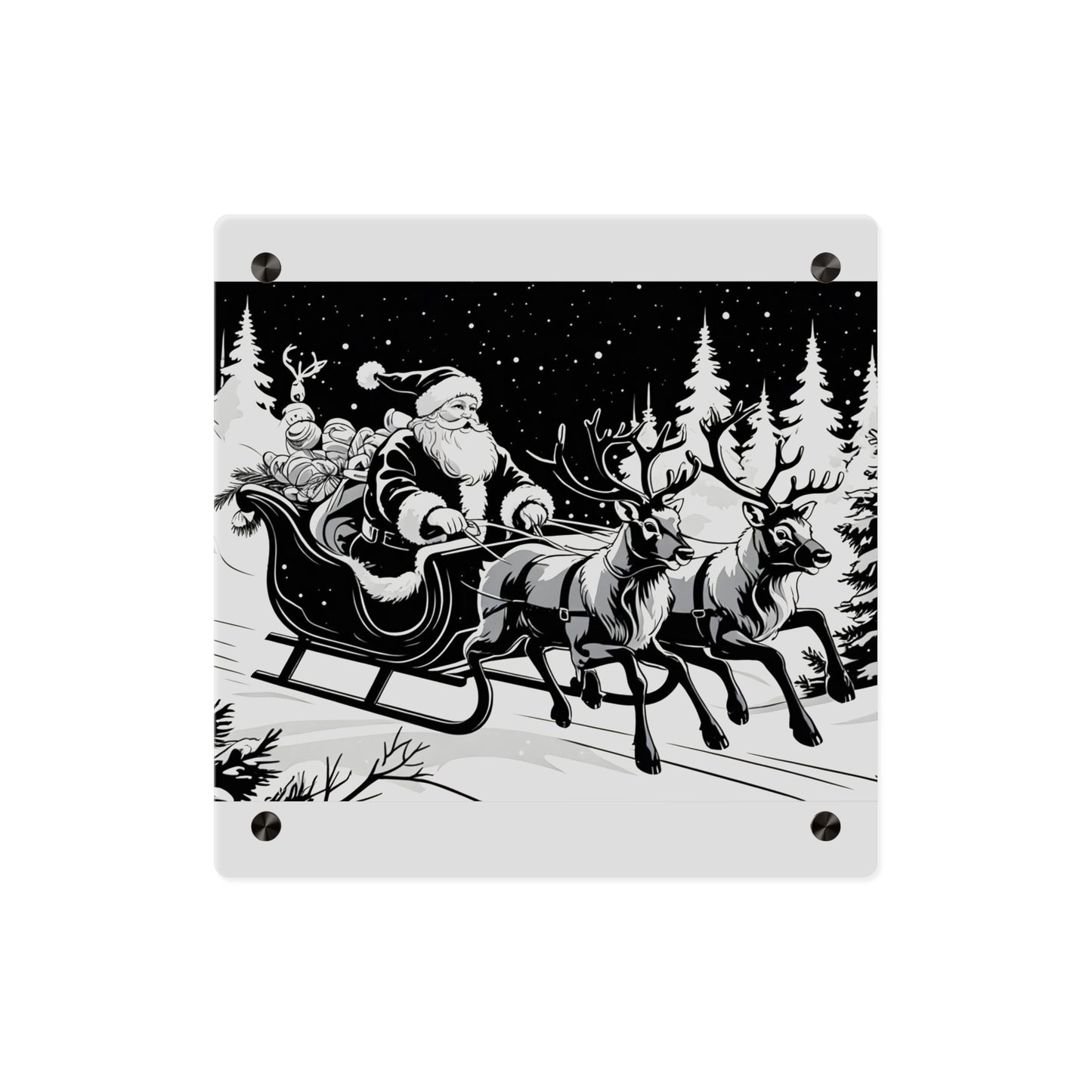 Santa's Sleigh Night Sky - Acrylic Wall Art Panel