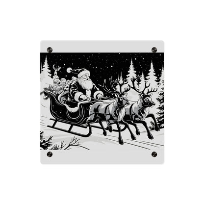 Santa's Sleigh Night Sky - Acrylic Wall Art Panel