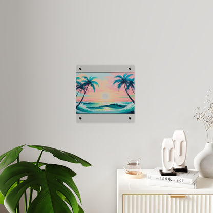 Palm Wave Paradise – Beach Sunset Acrylic Wall Panel