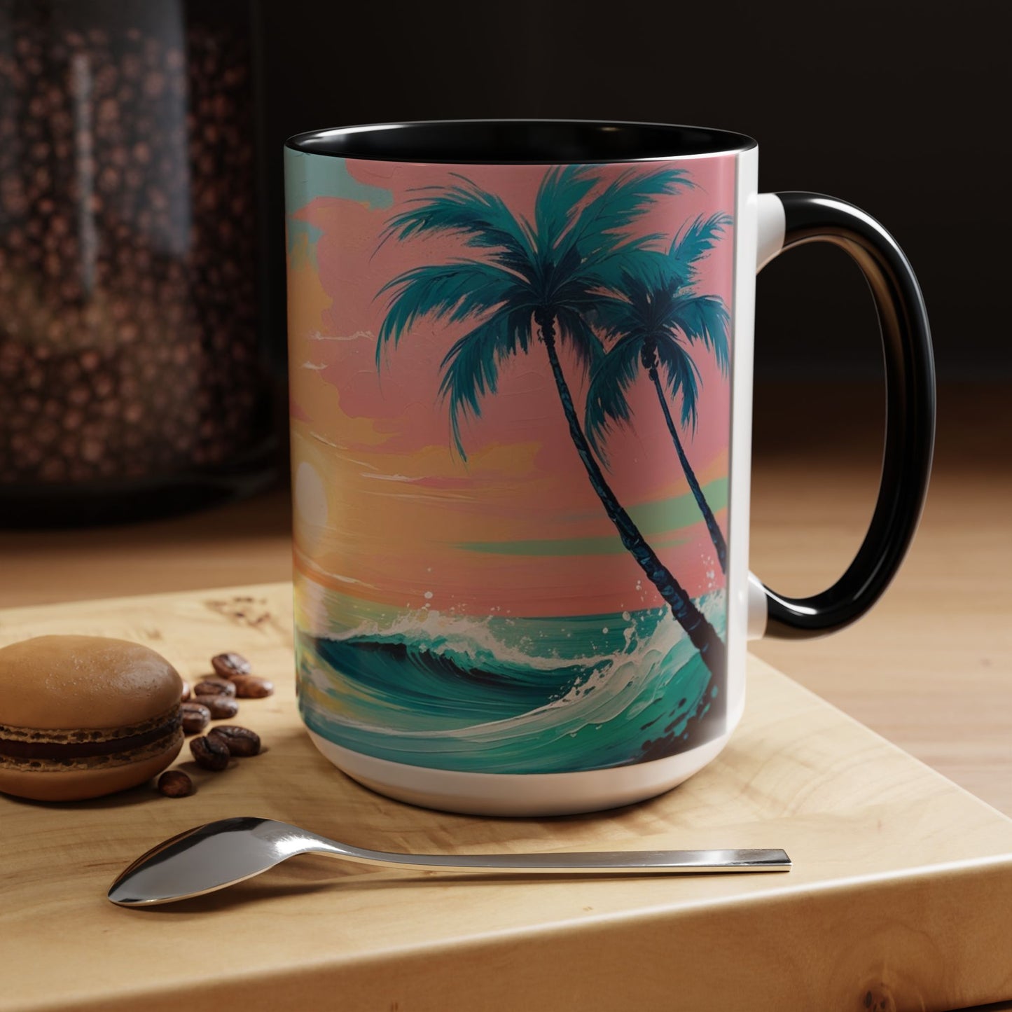 Coffee Mug, Tropical Sunset Beach Lover Gift, Vibrant Ceramic Ocean Theme Drinkware