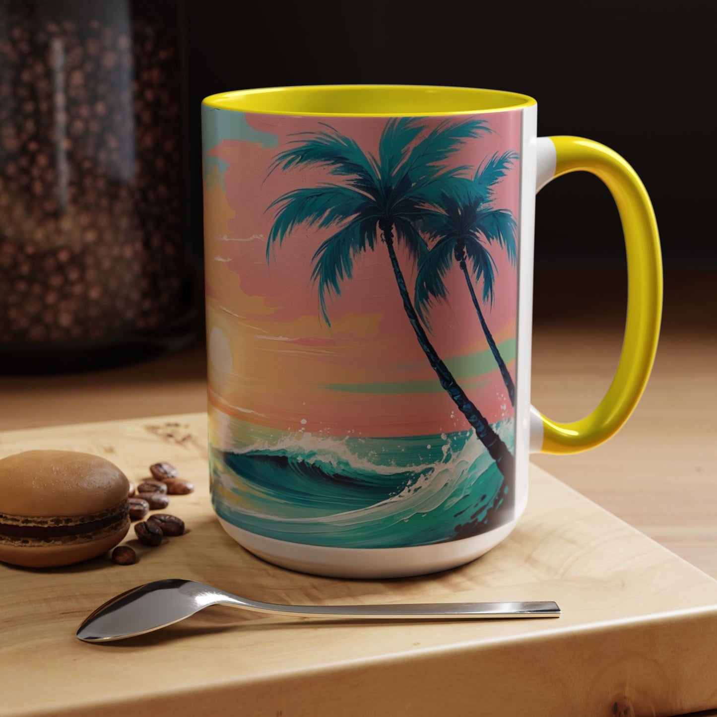 Coffee Mug, Tropical Sunset Beach Lover Gift, Vibrant Ceramic Ocean Theme Drinkware