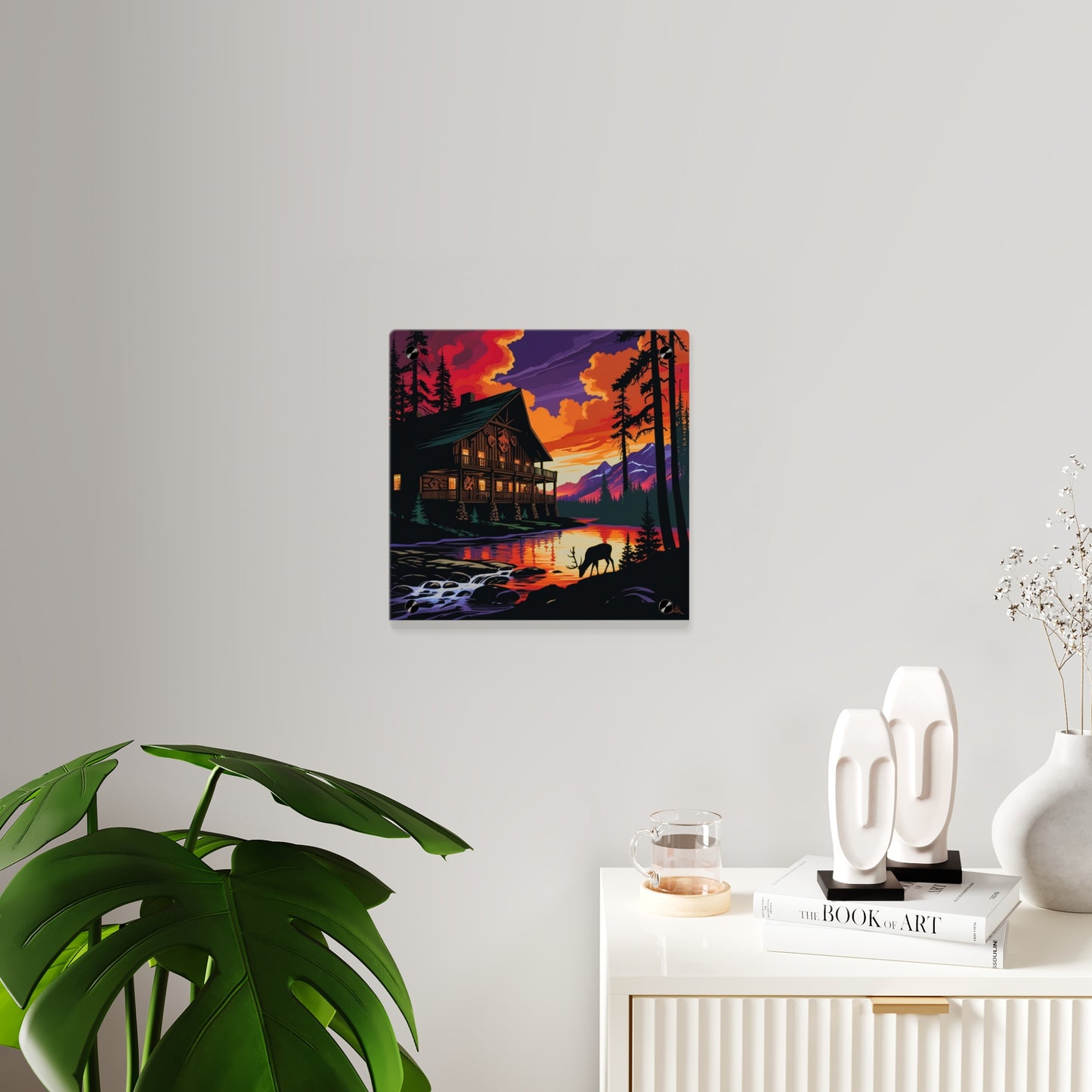 Cabin by the Stream – Acrylic Rustic Wall Art