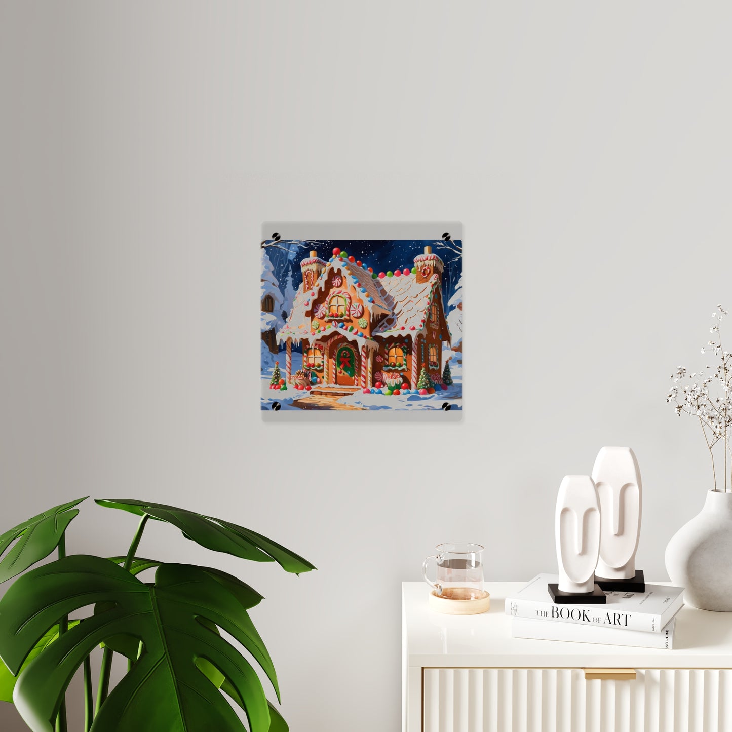 Festive Gingerbread House Acrylic Wall Art – Christmas Holiday Décor