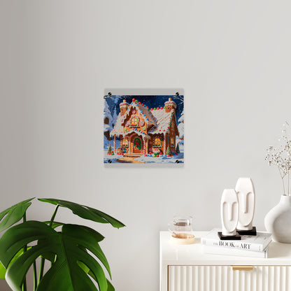 Festive Gingerbread House Acrylic Wall Art – Christmas Holiday Décor