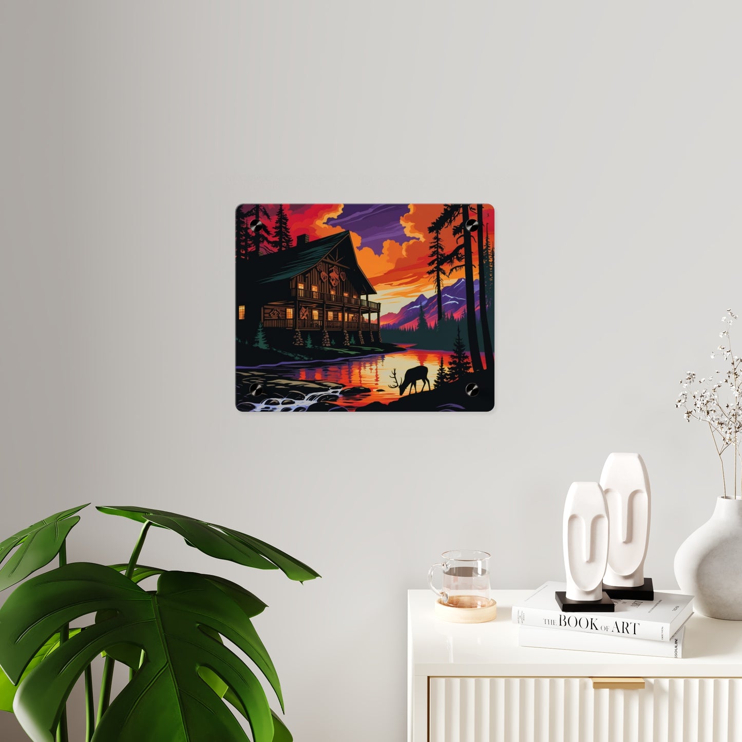 Cabin by the Stream – Acrylic Rustic Wall Art