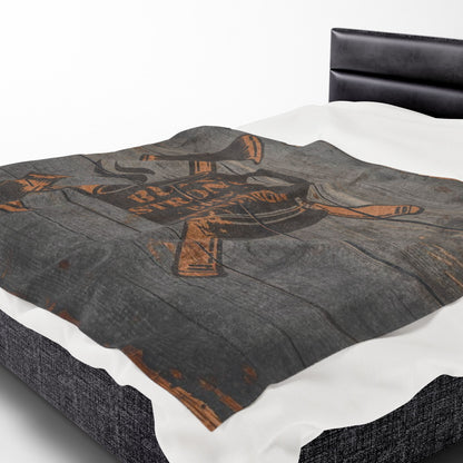 Rustic 'Built Strong' Cozy Velveteen Plush Blanket