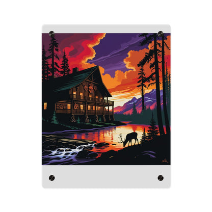 Cabin by the Stream – Acrylic Rustic Wall Art