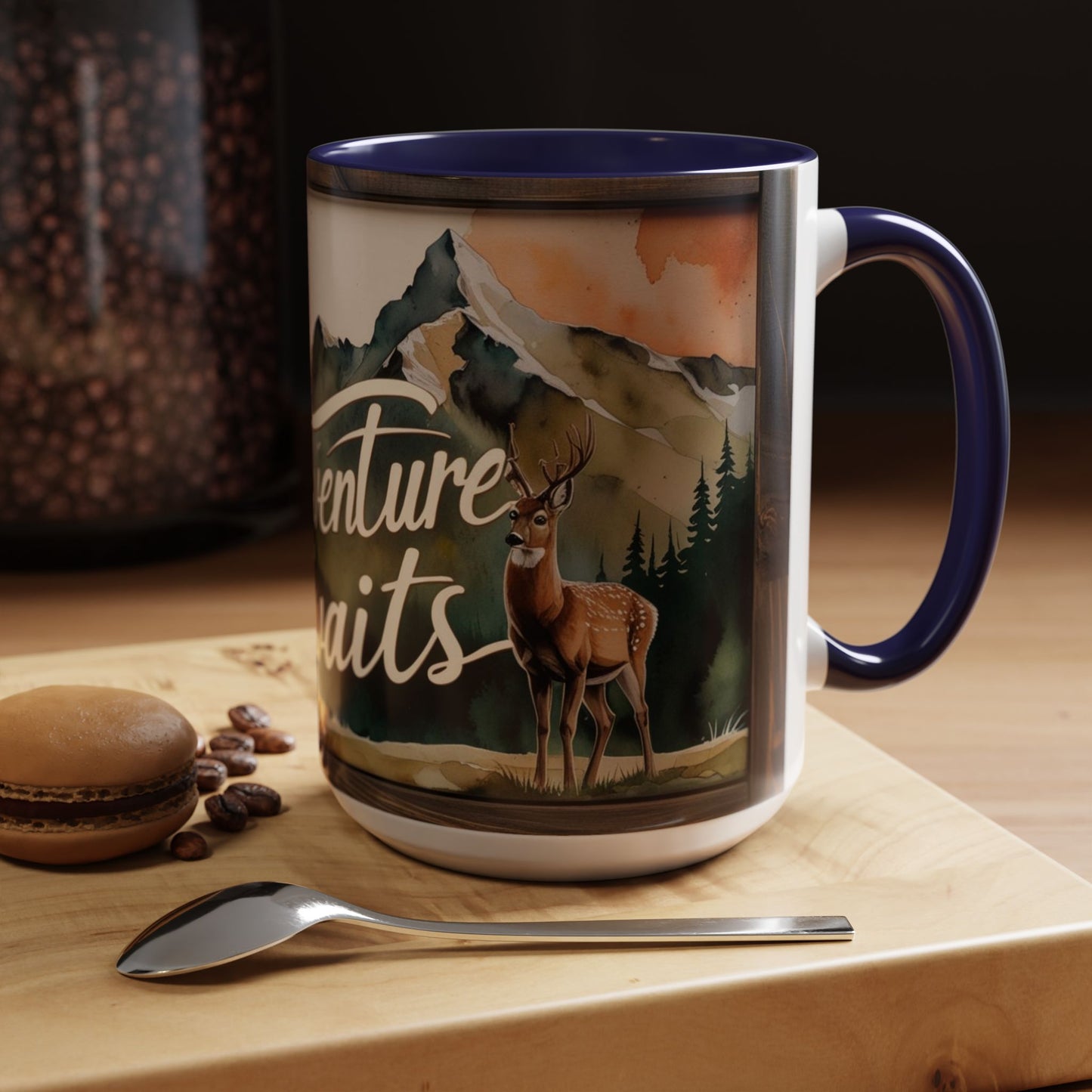 Adventure Awaits Accent Coffee Mug - Nature Lover Travel Gift