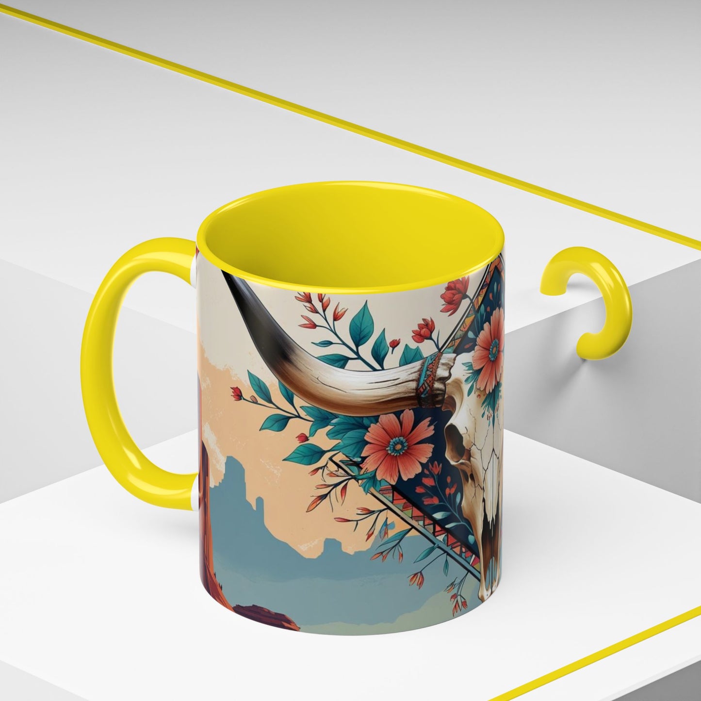 Bohemian Skull Coffee Mug, Unique Western Skull Gift