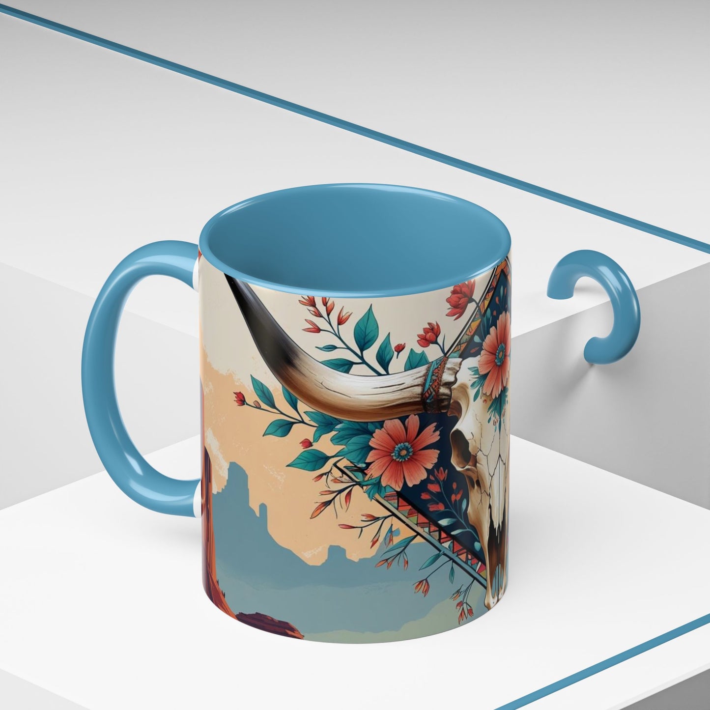 Bohemian Skull Coffee Mug, Unique Western Skull Gift