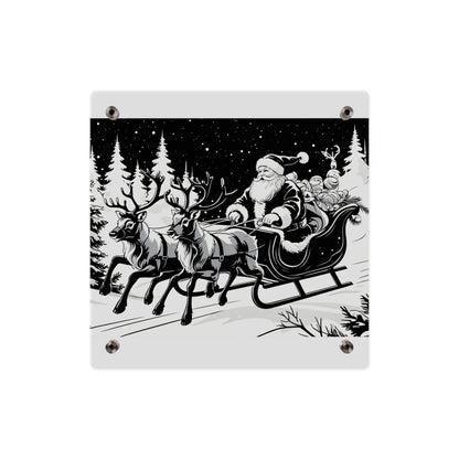 Santa's Sleigh Night Sky - Acrylic Wall Art Panel