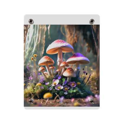 Zână de pădure cu ciuperci – Tablou acrilic rustic cu pădure
