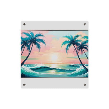 Palm Wave Paradise – Beach Sunset Acrylic Wall Panel