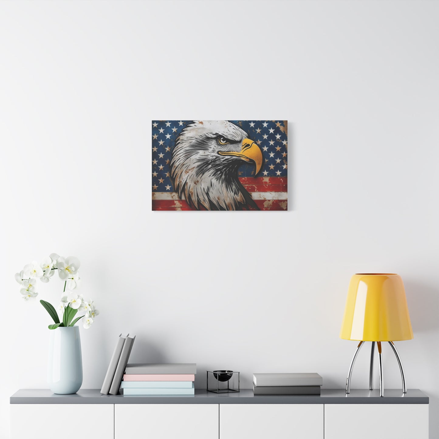 Tablou pe pânză Weathered Glory – Decor rustic de perete cu vultur pleșuv și stele