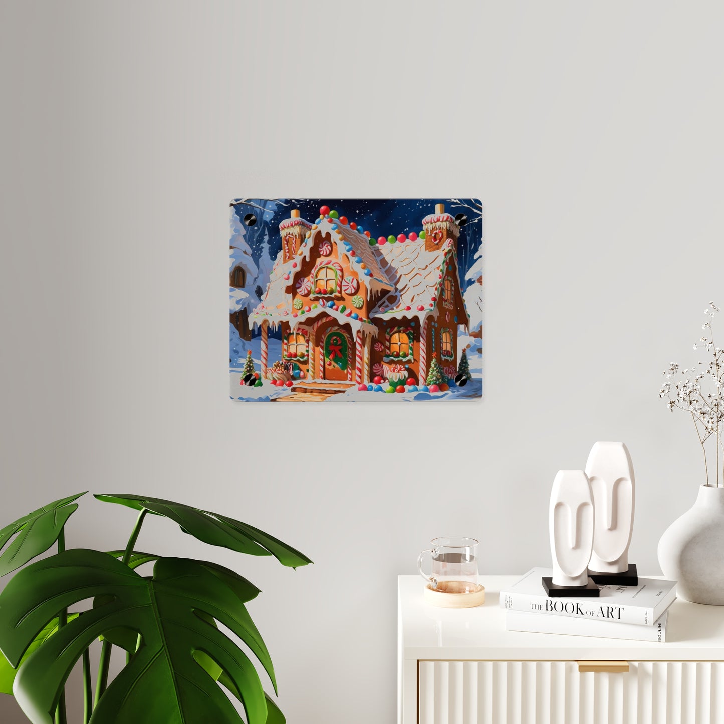 Festive Gingerbread House Acrylic Wall Art – Christmas Holiday Décor