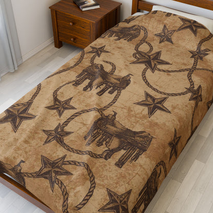 Cozy Western-Themed Velveteen Plush Blanket